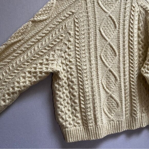 Essentials Fear of God Yellow Raglan Cable Knit Oversized Sweater Sz S - Picture 6 of 12